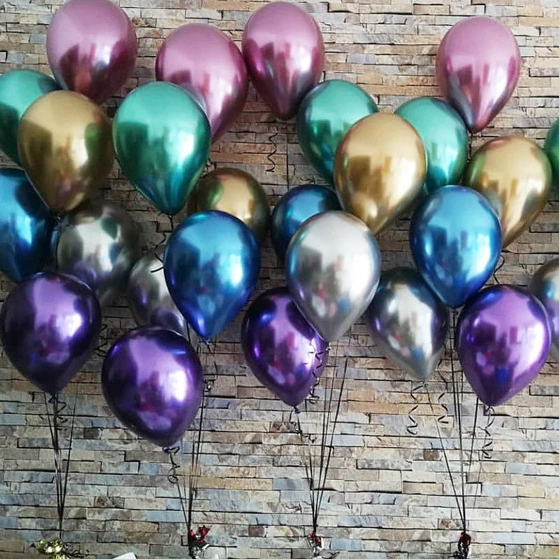 10pcs Glossy Metal Pearl Latex Balloons Thick Chrome Metallic Inflatable Air Balloons Globos Metalicos Birthday Party Decoration