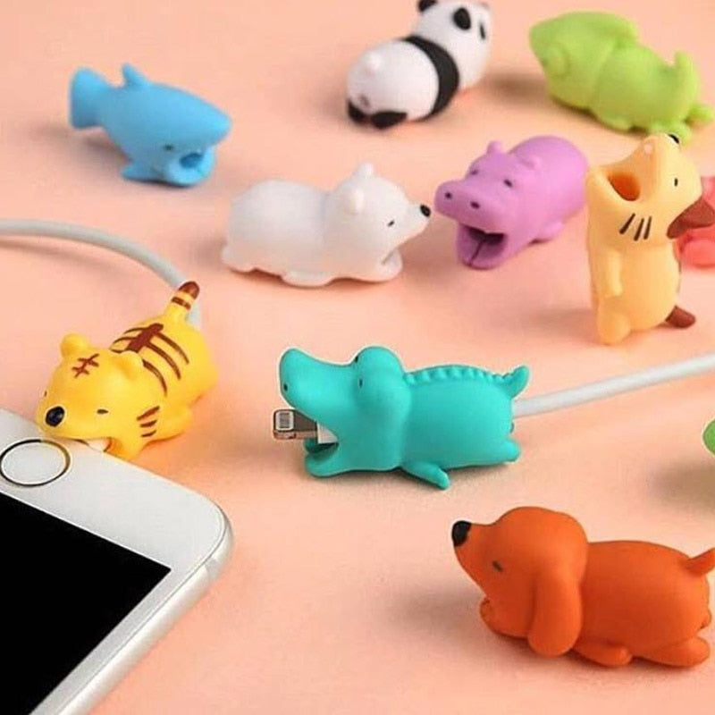 Cartoon Panda Cats Shark Cable Protector Data Line Cord Protector Protective Cable Winder Cover For iPhone USB Charging Cable